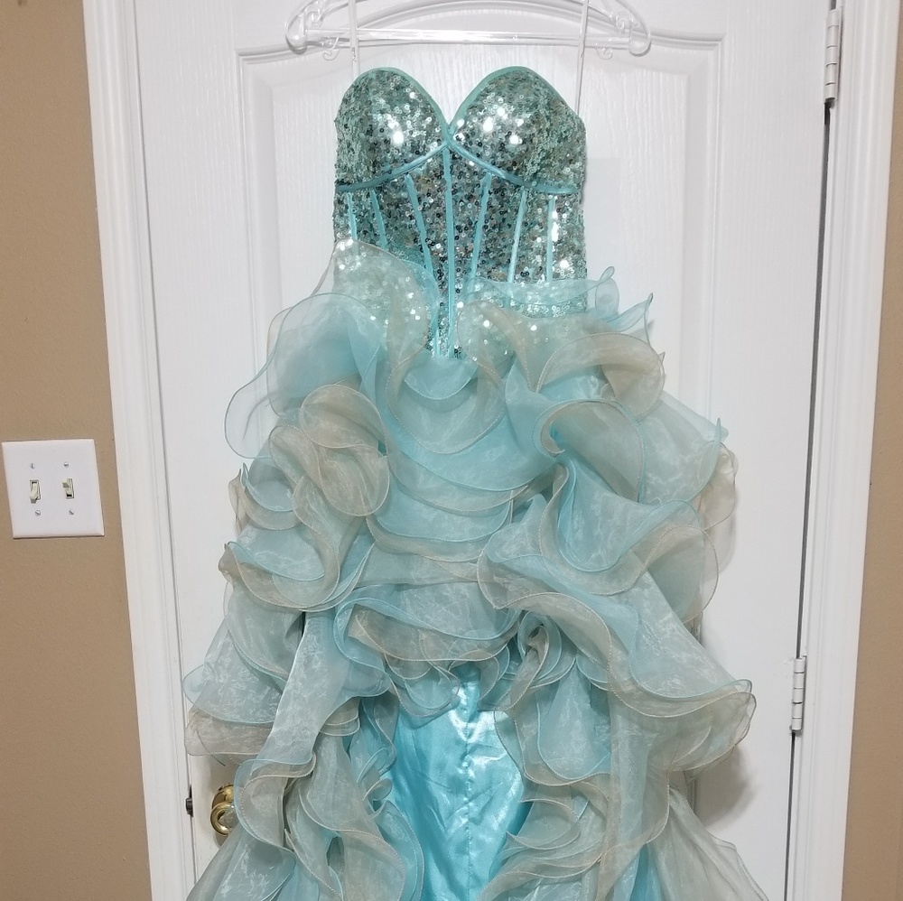 Icy blue prom dress